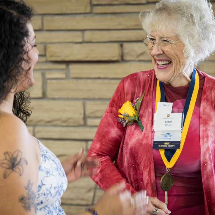 UNC alumna Kristi Helzer receives her Honored Alumni award, 2026