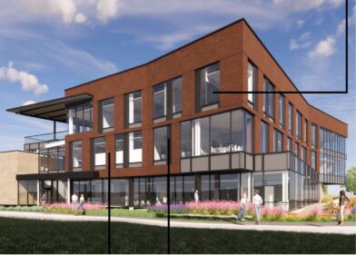 A rendering of the College of Osteopathic Medicine's building.