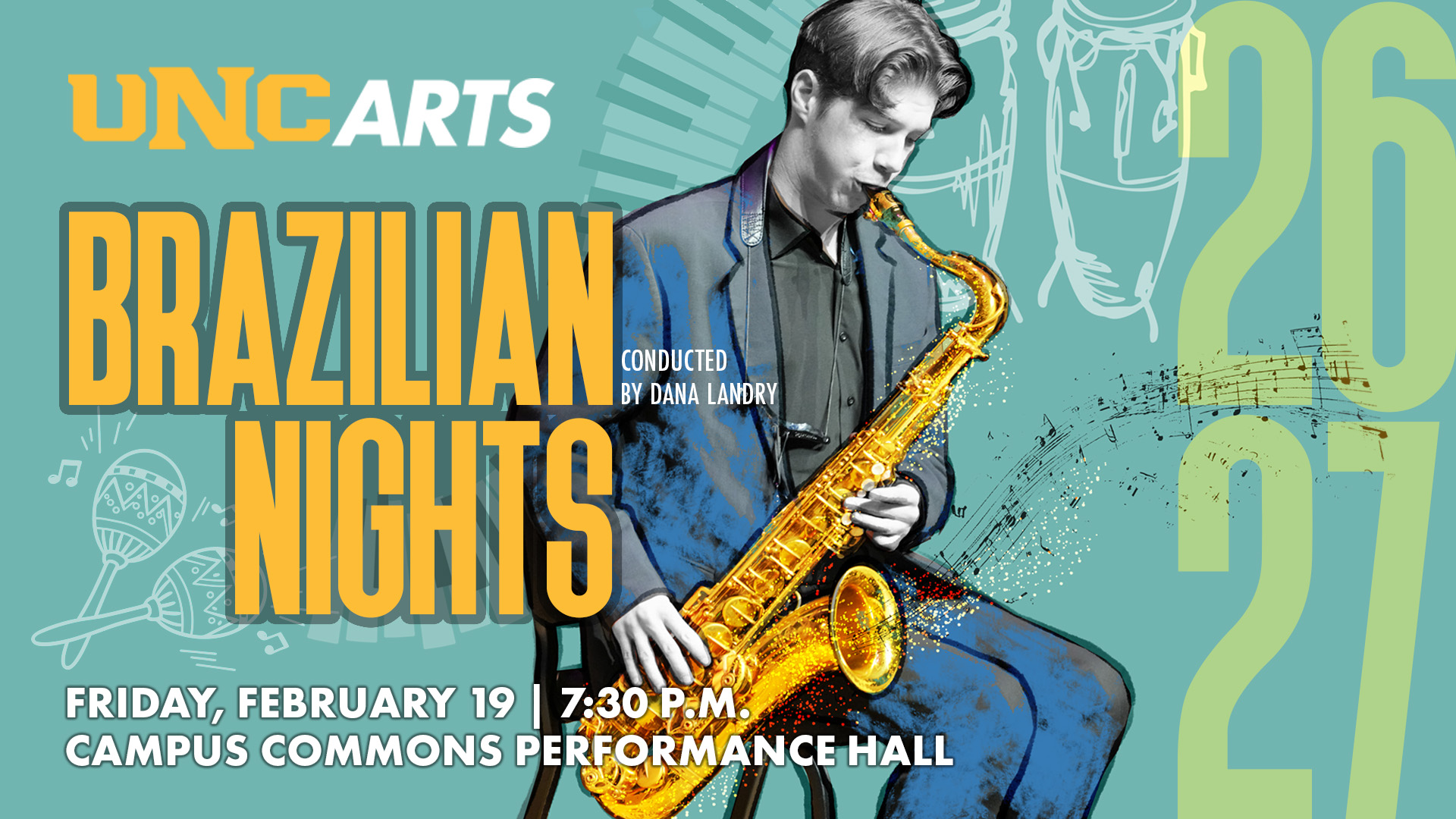 Brazilian Nights concert graphic.