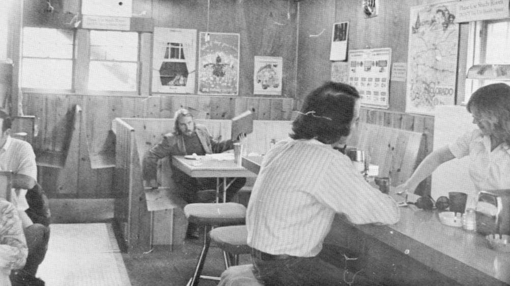 A historical photo of a coffee shop in 1975