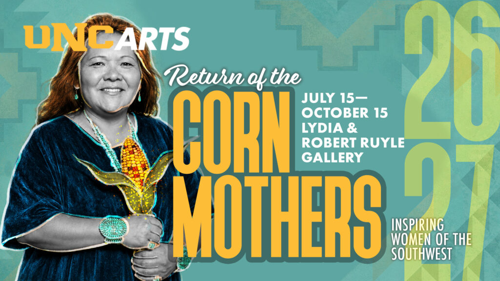 Return of the Corn Mothers art exhibition graphic.
