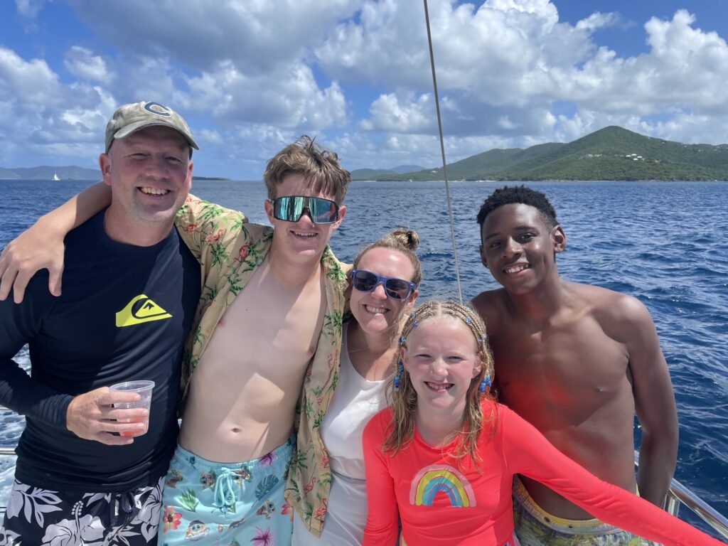 New CUE professor Courtney Goertz with her family