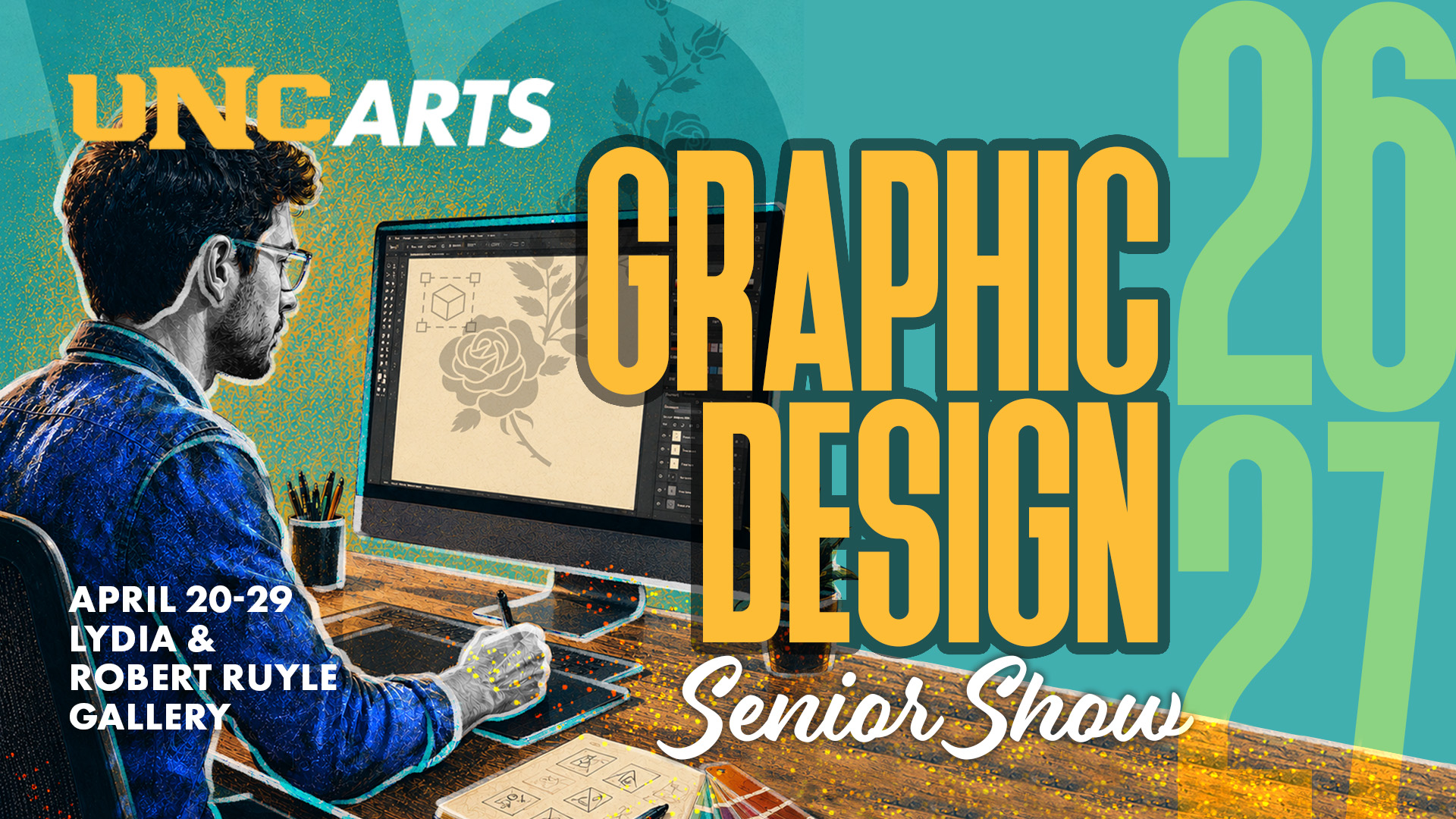 Graphic Design Senior Show exhibition graphic.