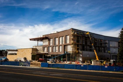 The new College of Osteopathic Medicine building is pictured while under construction on the campus of the University of Northern Colorado in Greeley on Tuesday, Nov. 18, 2025. (Brice Tucker/Staff Photographer)