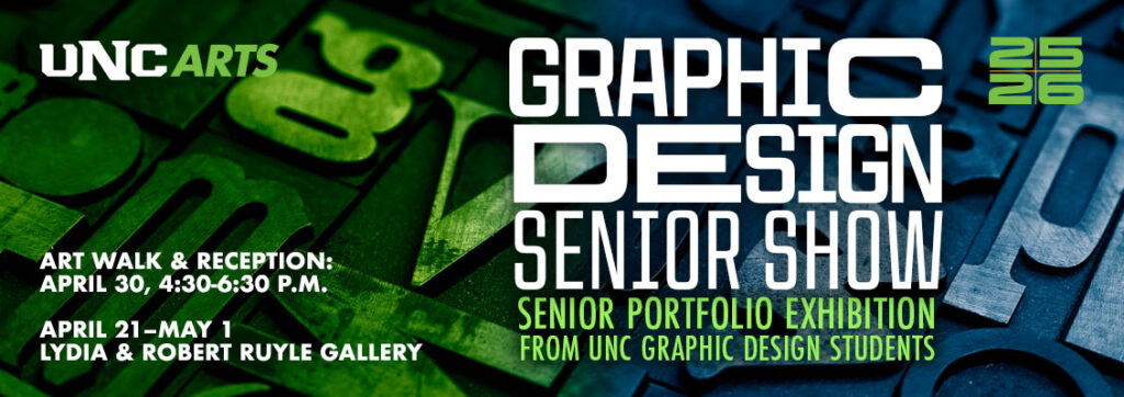 Graphic design senior show photo.
