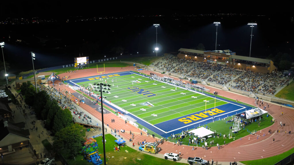 A wide shot of Nottingham Field at night