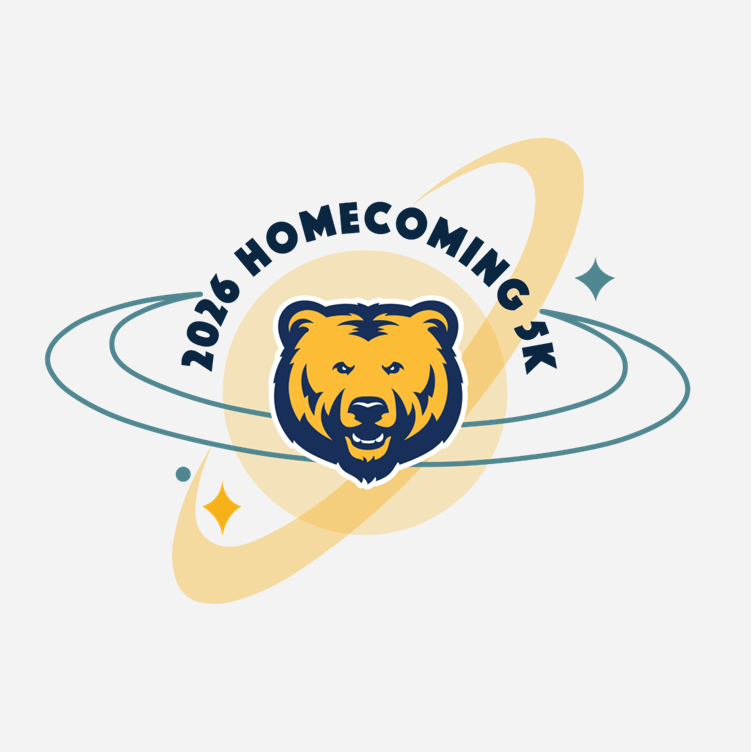 UNC Homecoming 5K logo which is the UNC Bear Head logo with planetary rings around it with the words 2026 Homecoming 5K