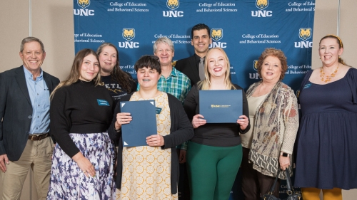 A group of students and faculty in the Department of Psychological Sciences at the 2024 Honors Convocation.