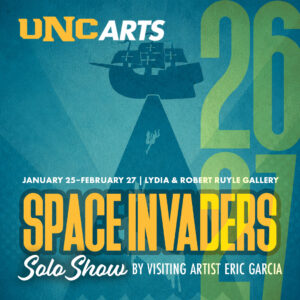 Space Invaders exhibition graphic.