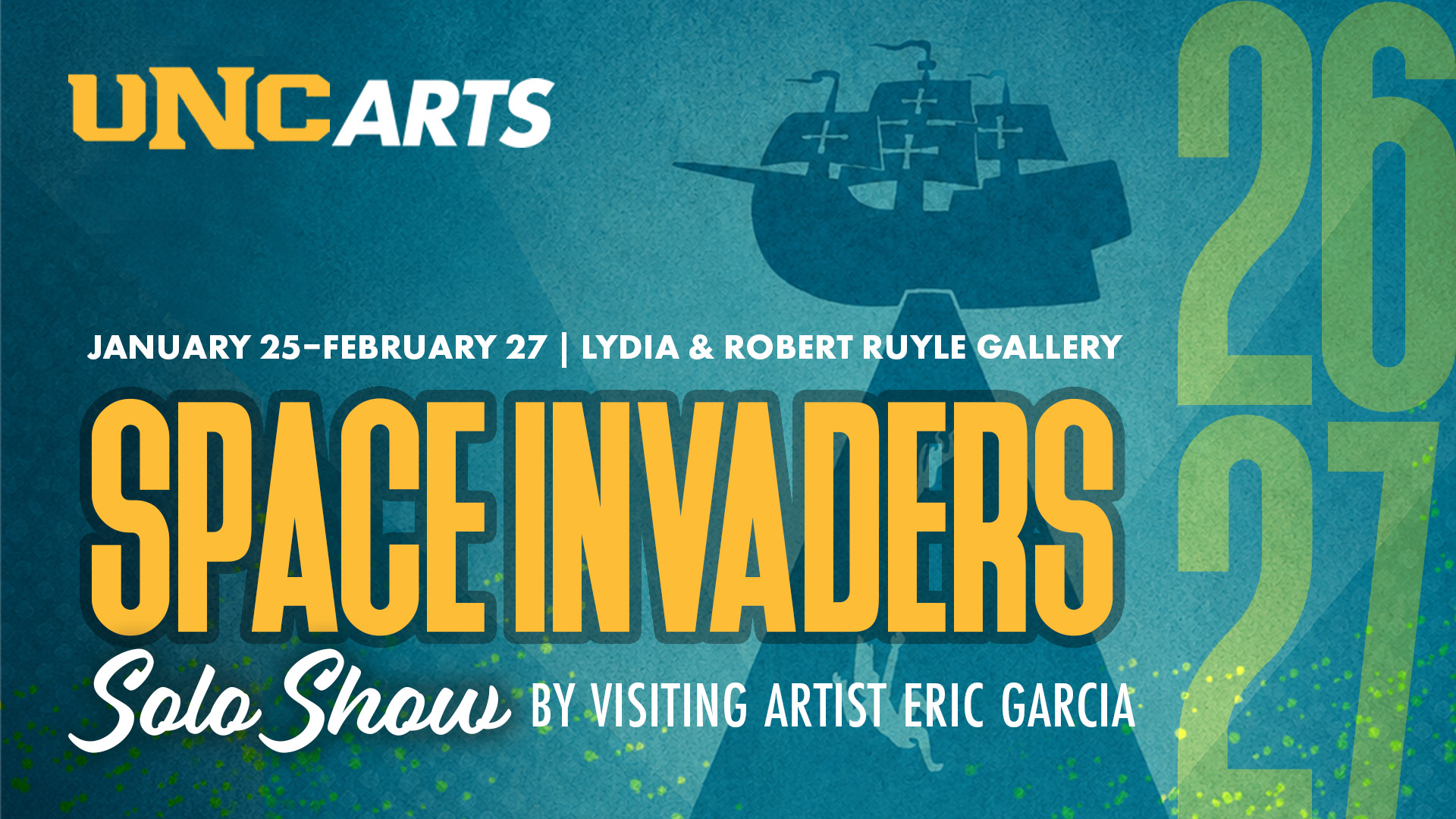 Space Invaders art exhibition graphic.