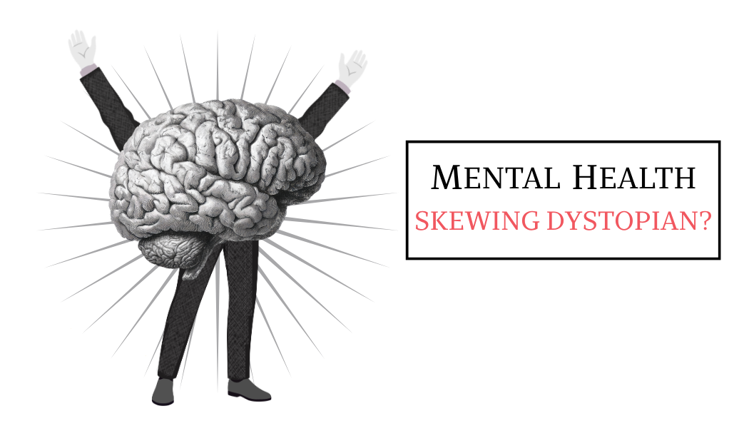 A stylized graphic of a brain with arms and legs standing next to a text box that reads 