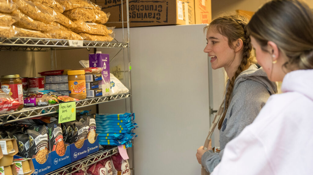 Two students in the former Bear Pantry