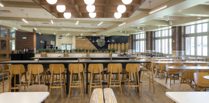 The main dining space of the remodeled Holmes Dining Hall.