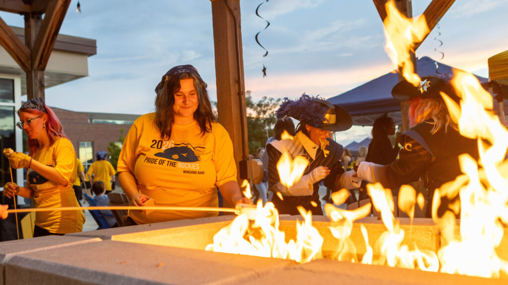 UNC students making smores outside