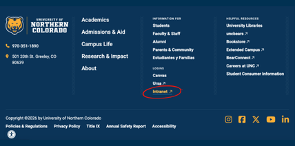 An image showing the footer of the UNC website.