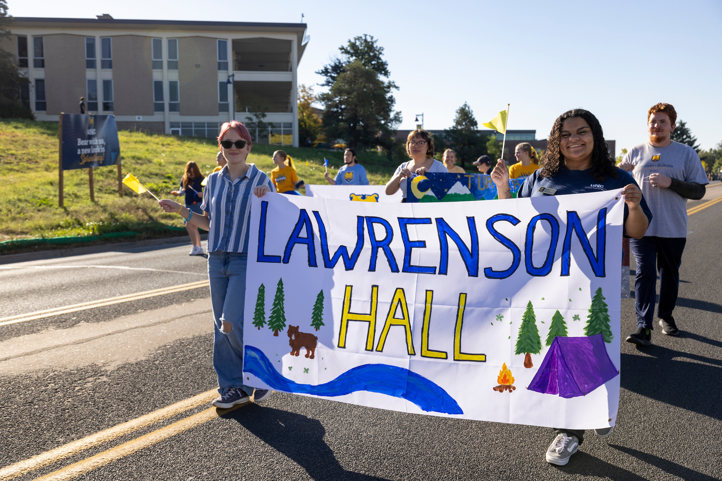 Lawrenson Hall in homecoming parade