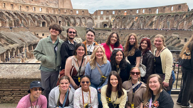 A group of UNC students in front of a collosseum in Milan