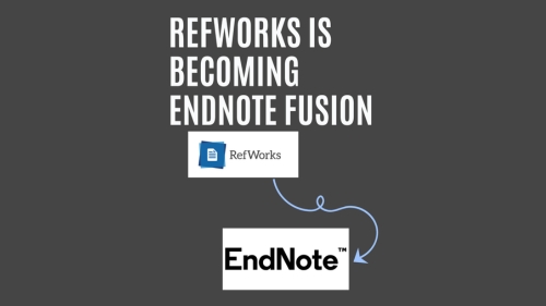 Graphic indicating the change from RefWorks to EndNote Fusion with an arrow between the two logos