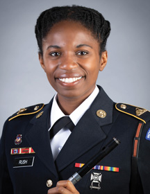 A headshot of UNC alum Shaina Rush wearing a formal military uniform.