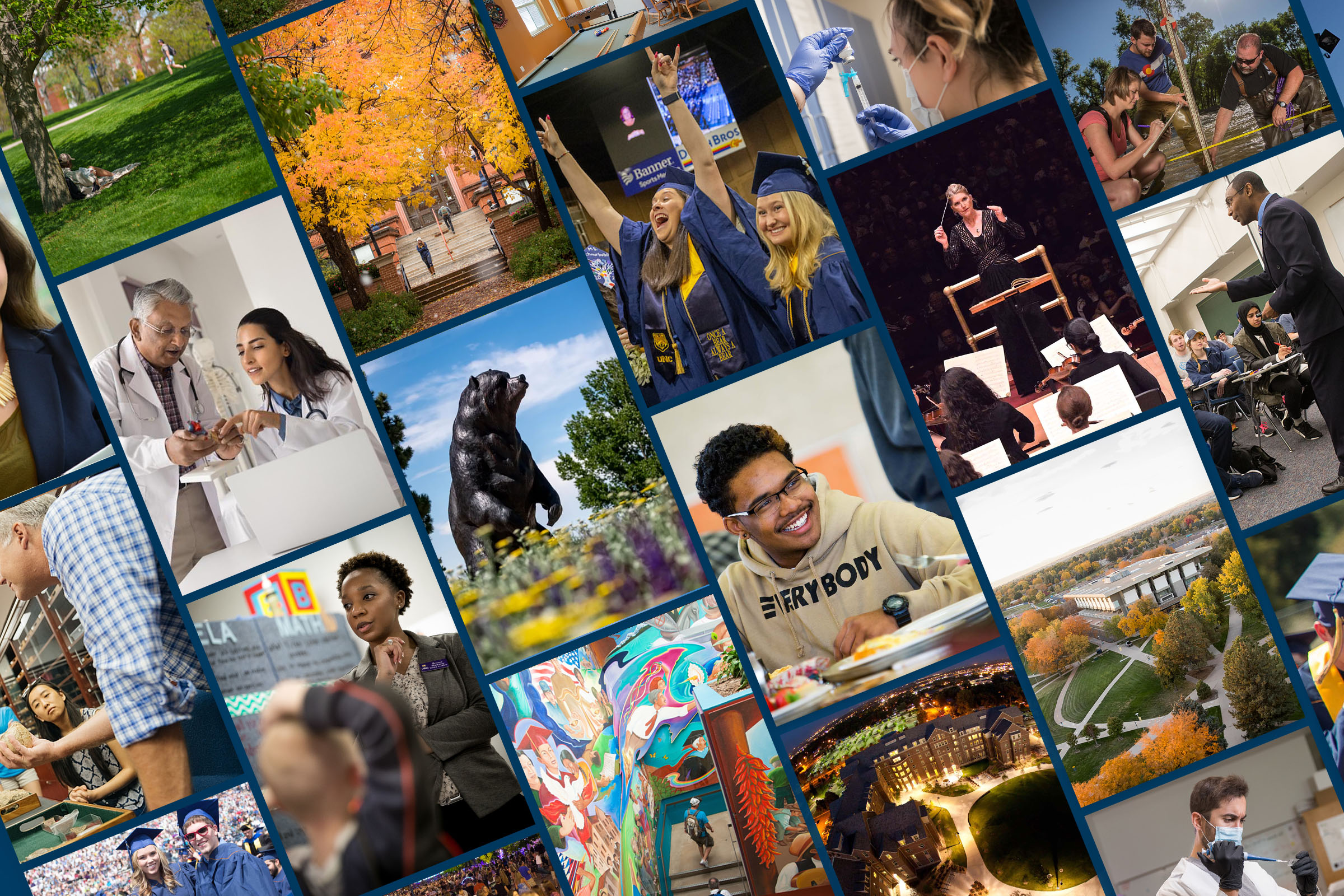Collage image of life at UNC campus.