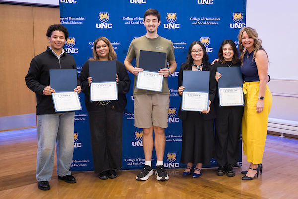 Sociology students at the Honors Convocation with Professor Angie Schulz