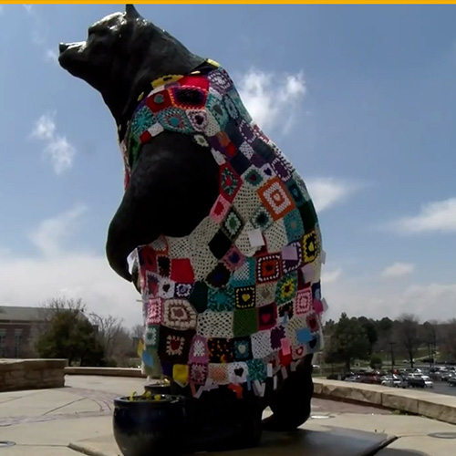 Statue of a bear on UNC's campus