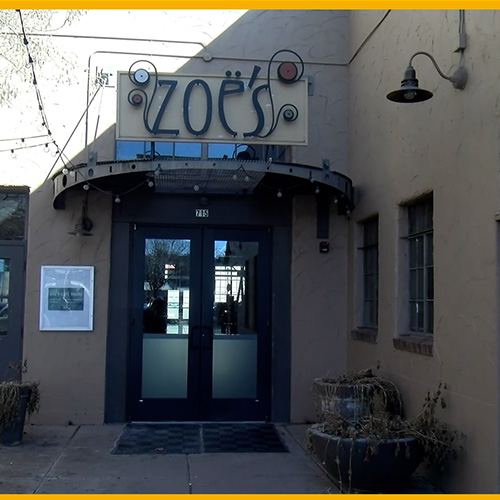 Front door of Zoe's cafe.