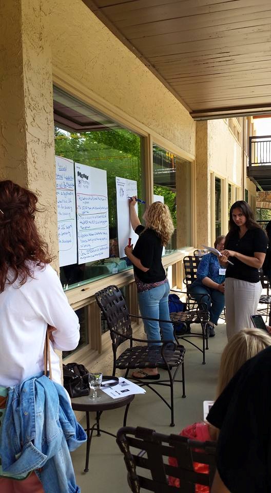 Summit participants writing down ideas