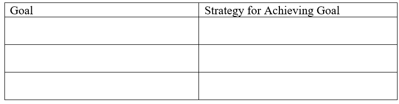 Goal and stratergy table