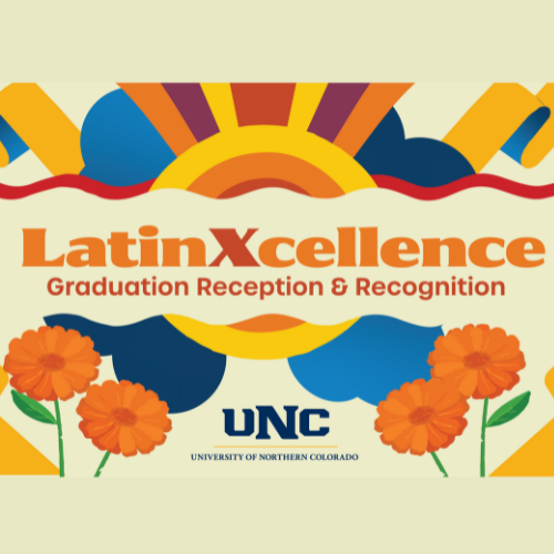 Latinxcellence with yellow and blue ribbon and flowers to create a Latinx feel design 