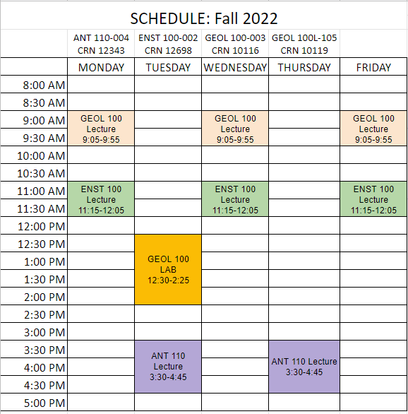 Fall 2022 Schedule for Learning Cohort