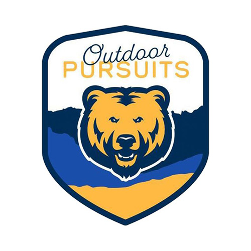 The Outdoor Pursuits shield logo featuring the UNC bear head with the silhouette of rugged landscape behind it.