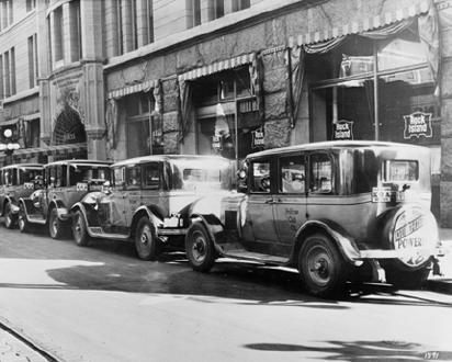 A Line Of Yellow Cabs (1930's)