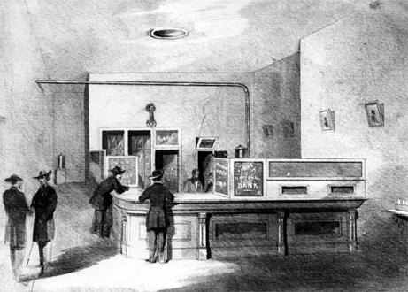 Drawing Of a Bank Interior