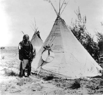 ute man and tipi