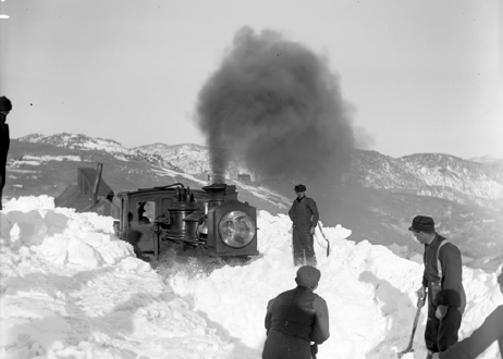 Locomotive Plowing Snow