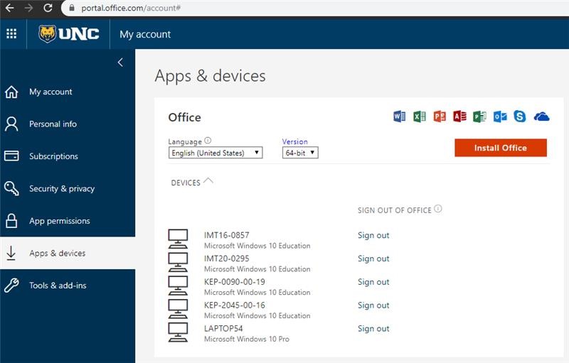 Office 365 Sign Out
