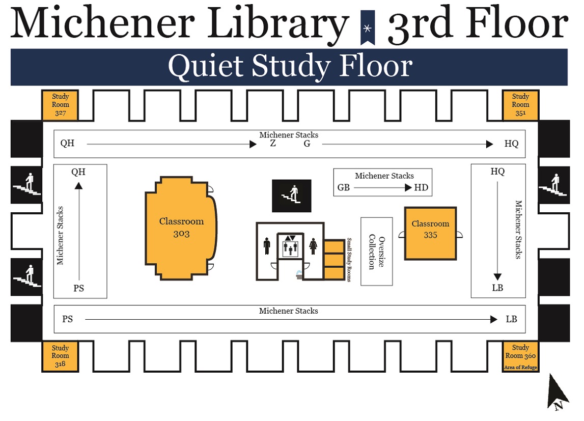 Map of Michener Library third floor