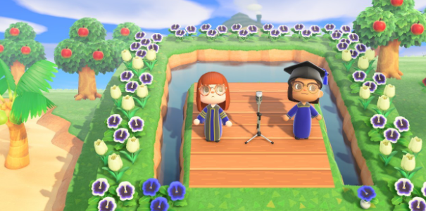 Mia and Dr. Lewis in Animal Crossing