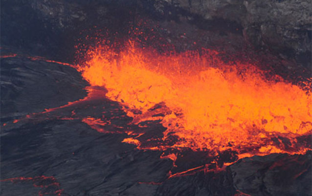 Volcano lava erupting