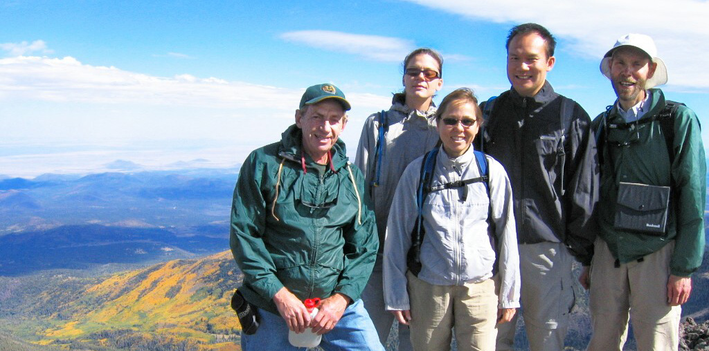 Lavaux and his coworkers in his Navajo hospital team hike to the summit of Mt. Humphrey in Arizona