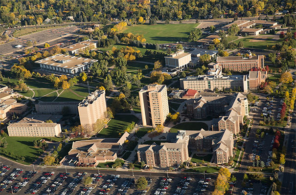 Aerial shot of the University of Northern Colorado's campus