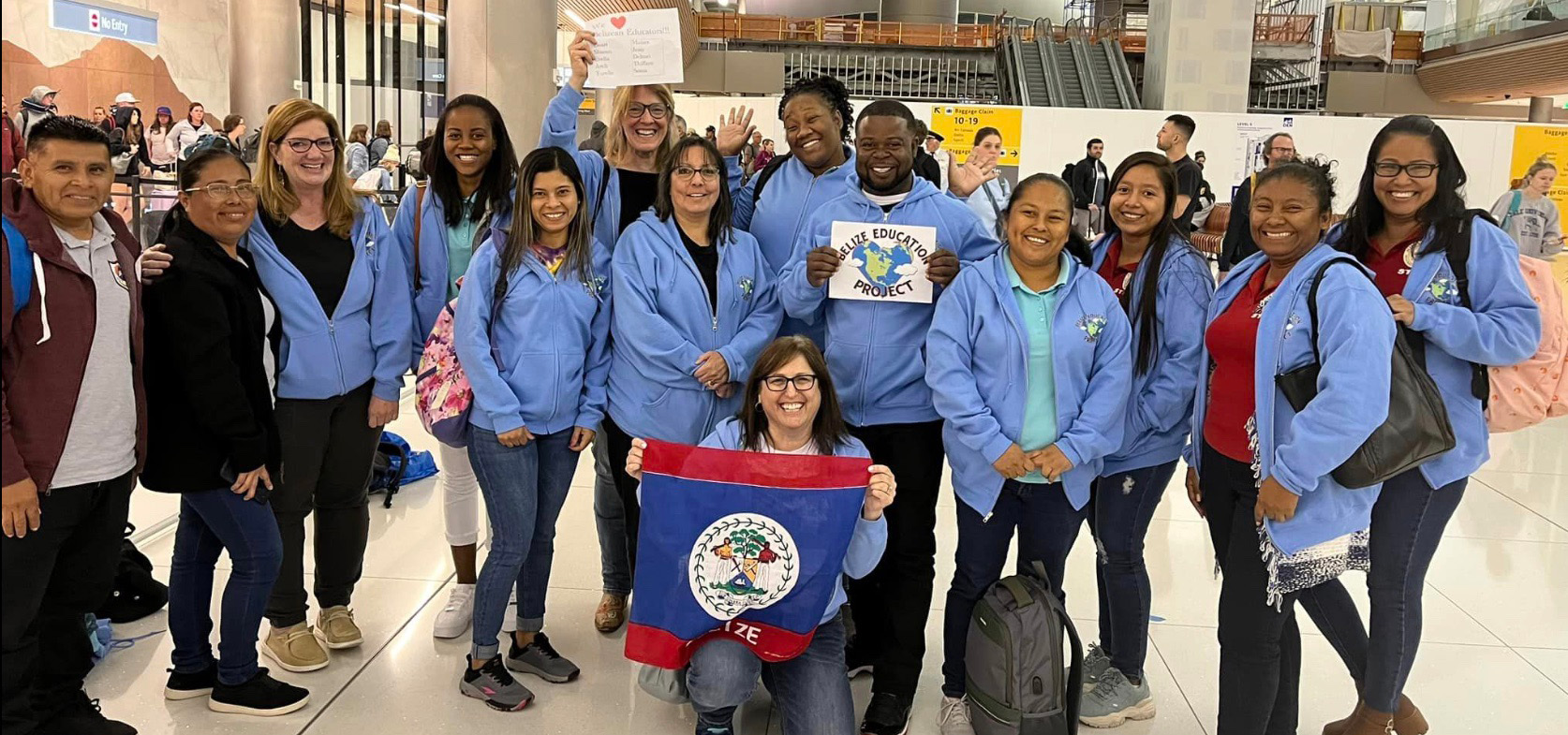 Belize Educators in Denver International Airport posing for a picture