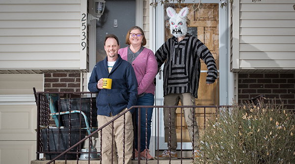 Coan fam with easter bunny mask