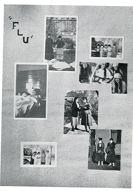 old UNC yearbook page of Spanish flu shots