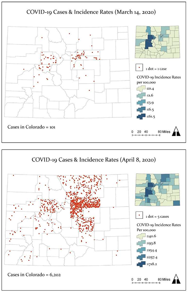 COVID cases per county via GIS software