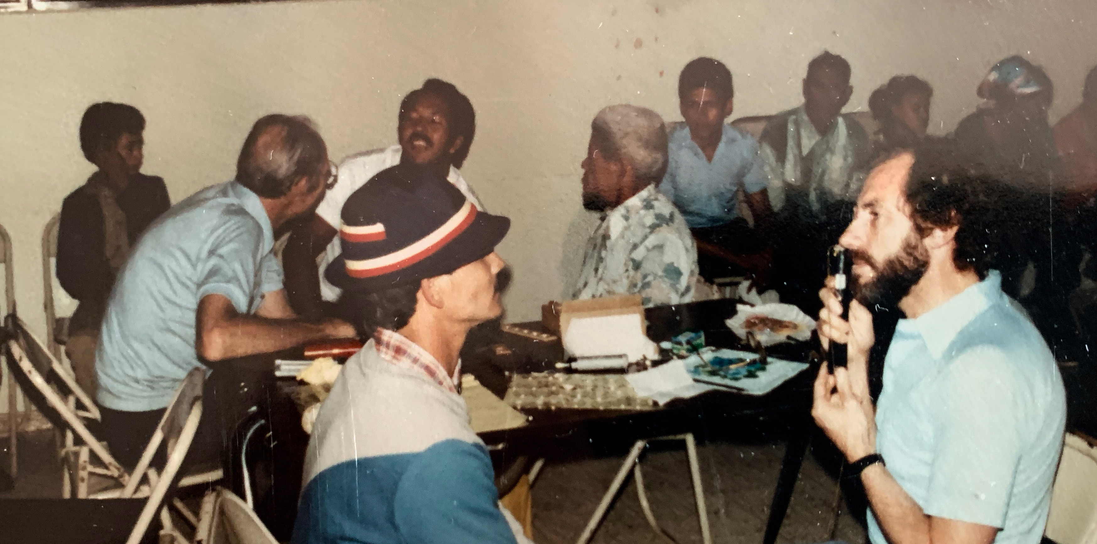Lavaux volunteers his services at a free eyecare project in the Dominican Republic in 1983