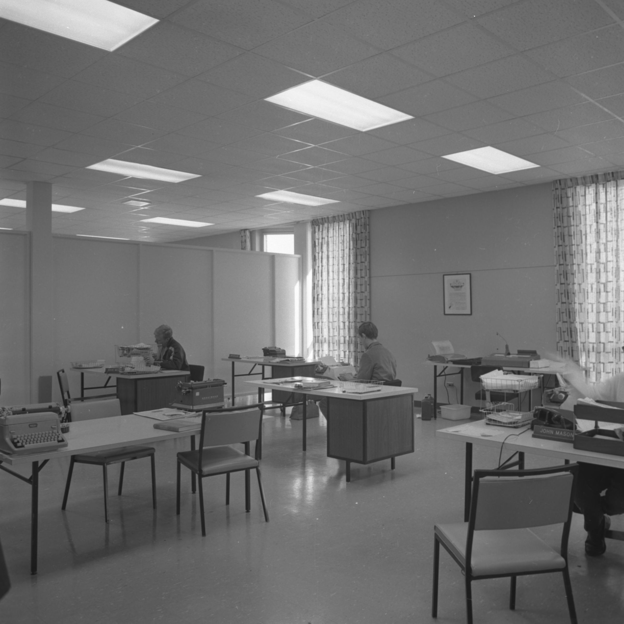 A workroom in the College Center, later renamed the University Center