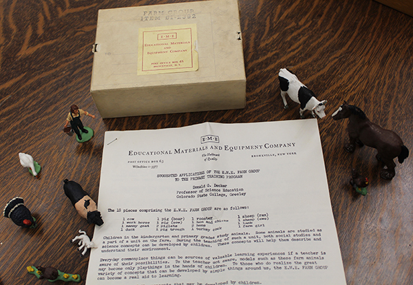 1950s educational kit with agricultural animals for children.