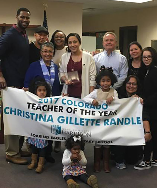 Christina Randle with teacher of year award